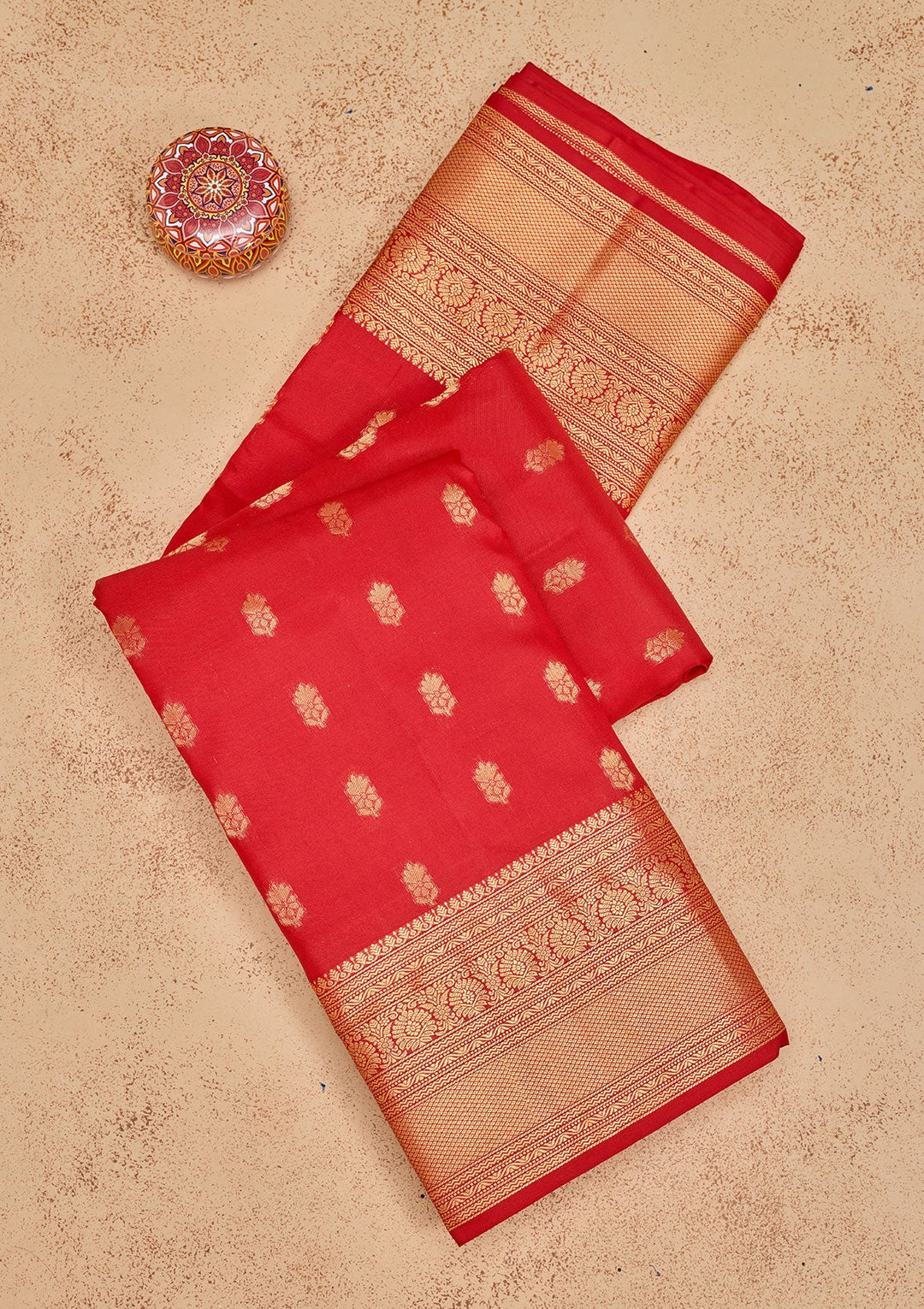 Red Zariwork Pure Silk Saree-Koskii