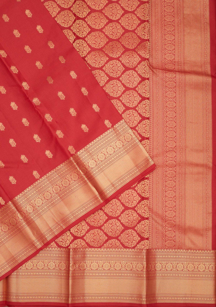 Red Zariwork Pure Silk Saree-Koskii