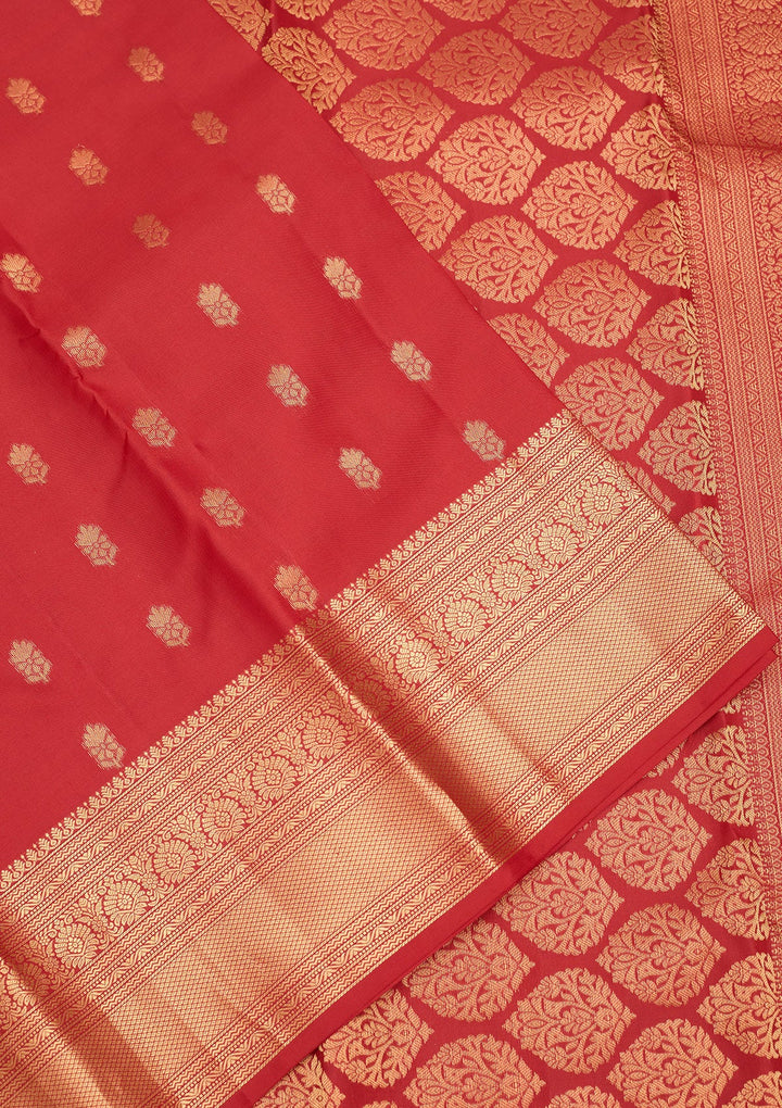Red Zariwork Pure Silk Saree-Koskii