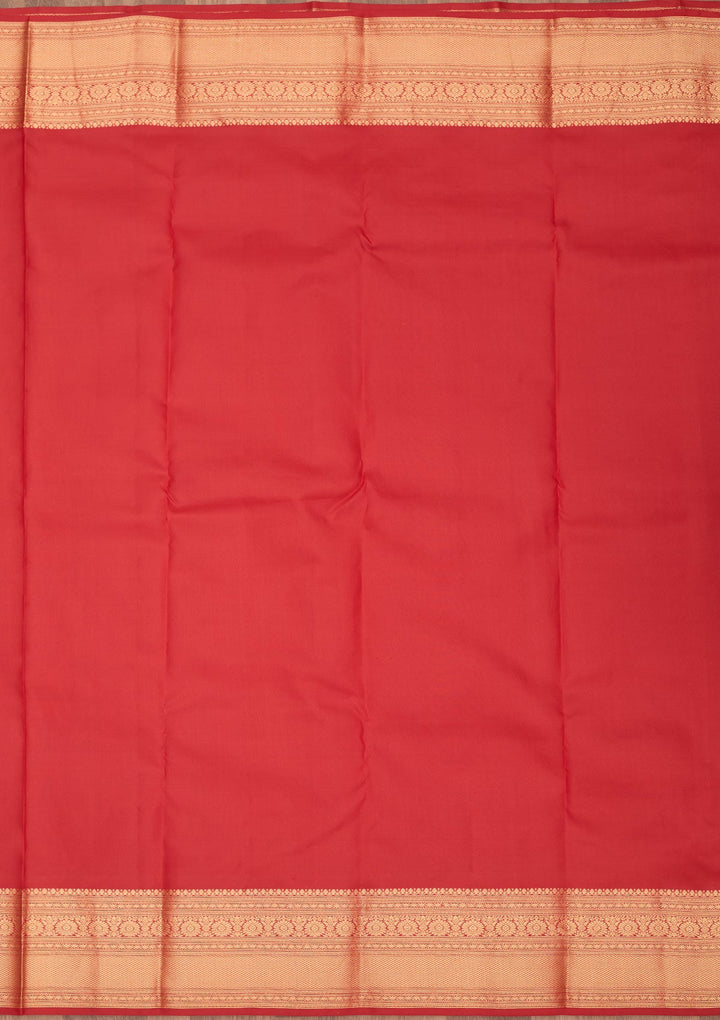 Red Zariwork Pure Silk Saree-Koskii