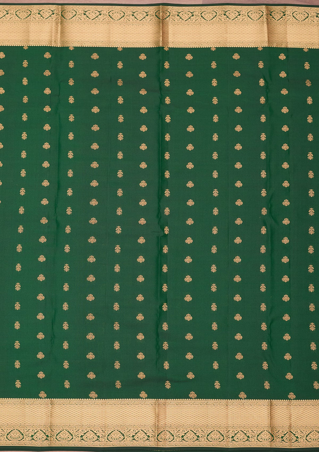 Bottle Green Zariwork (Gold) Pure Silk Saree