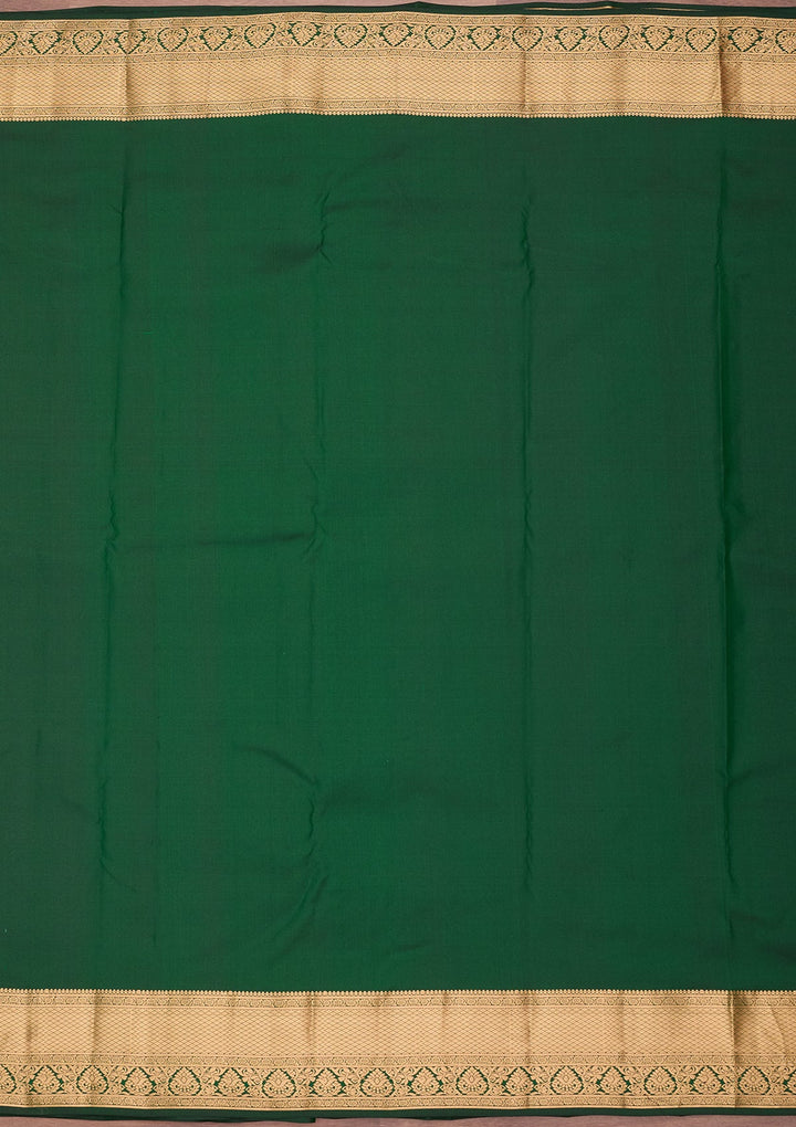 Bottle Green Zariwork (Gold) Pure Silk Saree