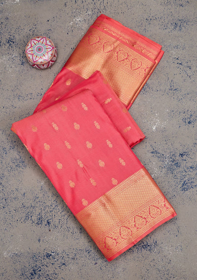 Pink Zariwork Pure Silk Saree-Koskii