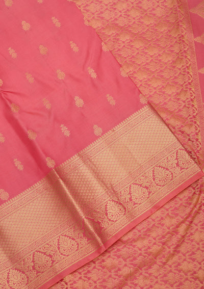 Pink Zariwork Pure Silk Saree-Koskii