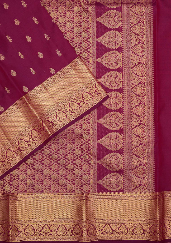 Purple Zariwork Pure Silk Saree-Koskii