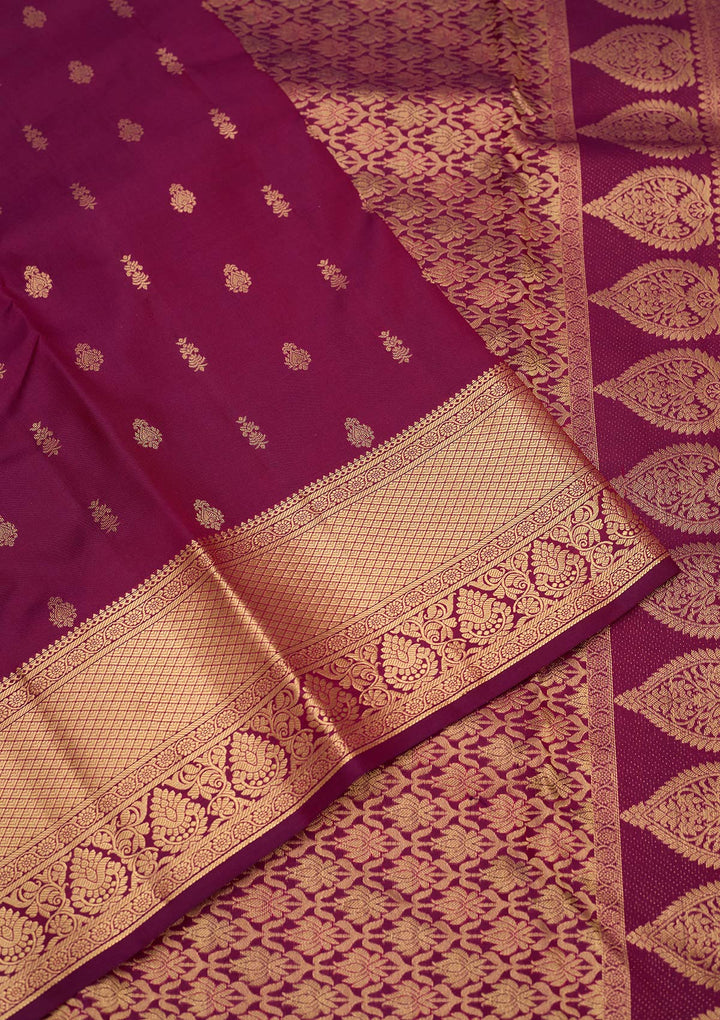 Purple Zariwork Pure Silk Saree-Koskii