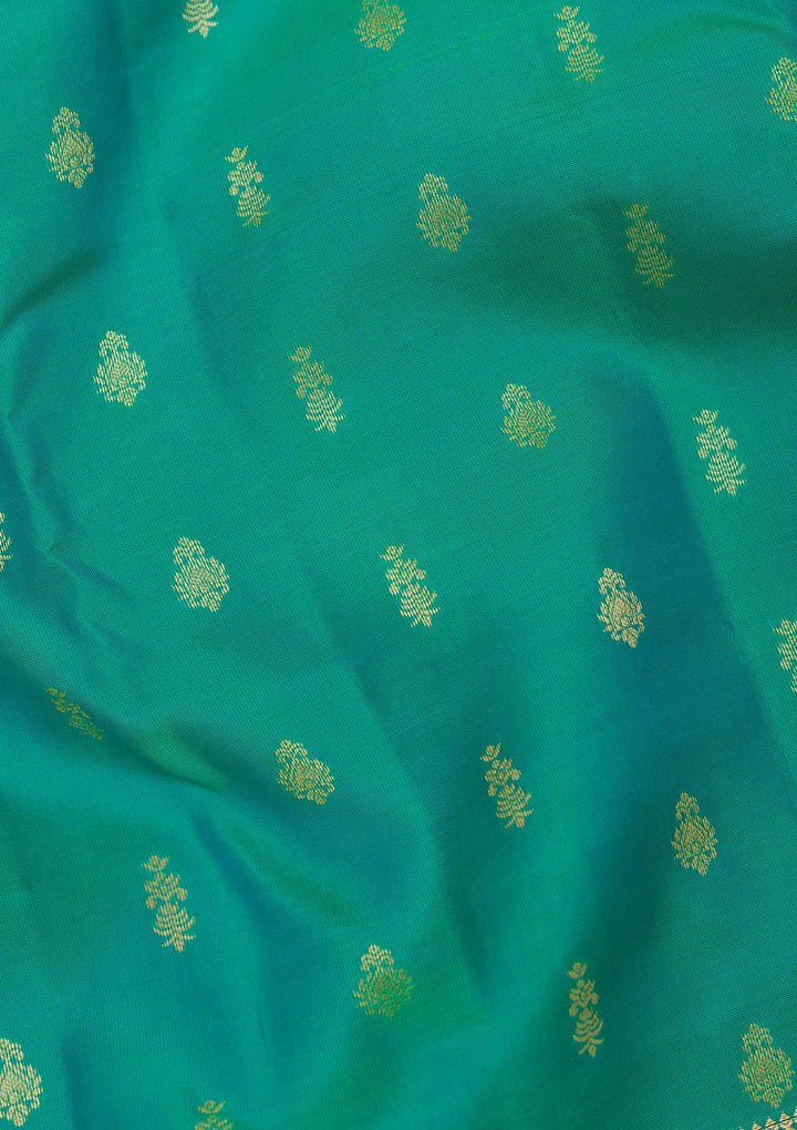 Rama Green Zariwork Pure Silk Saree-Koskii