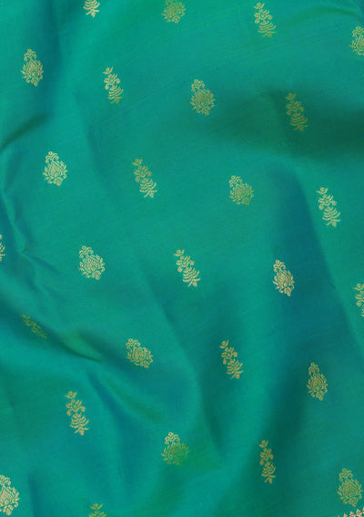 Rama Green Zariwork Pure Silk Saree-Koskii