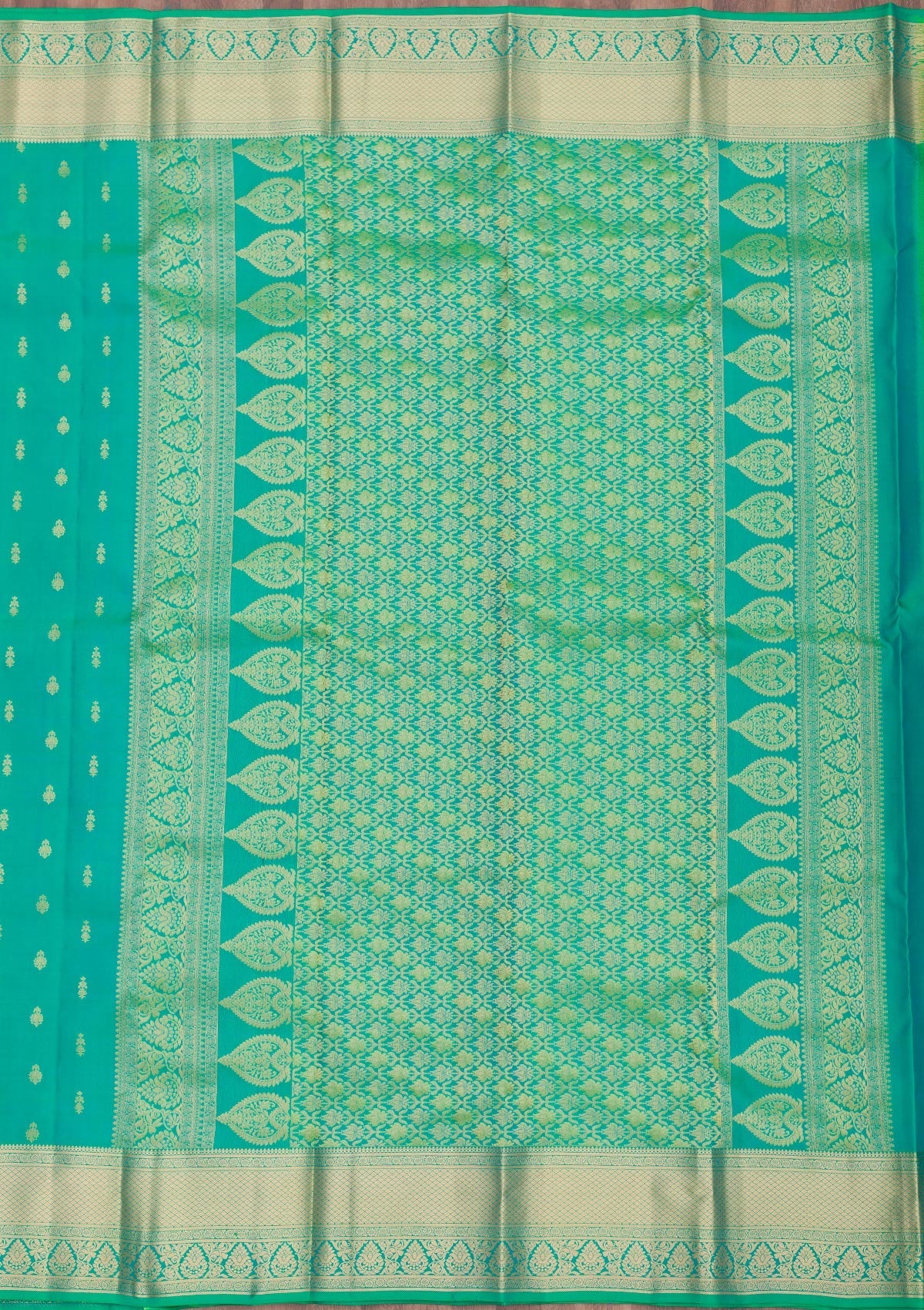 Rama Green Zariwork Pure Silk Saree-Koskii