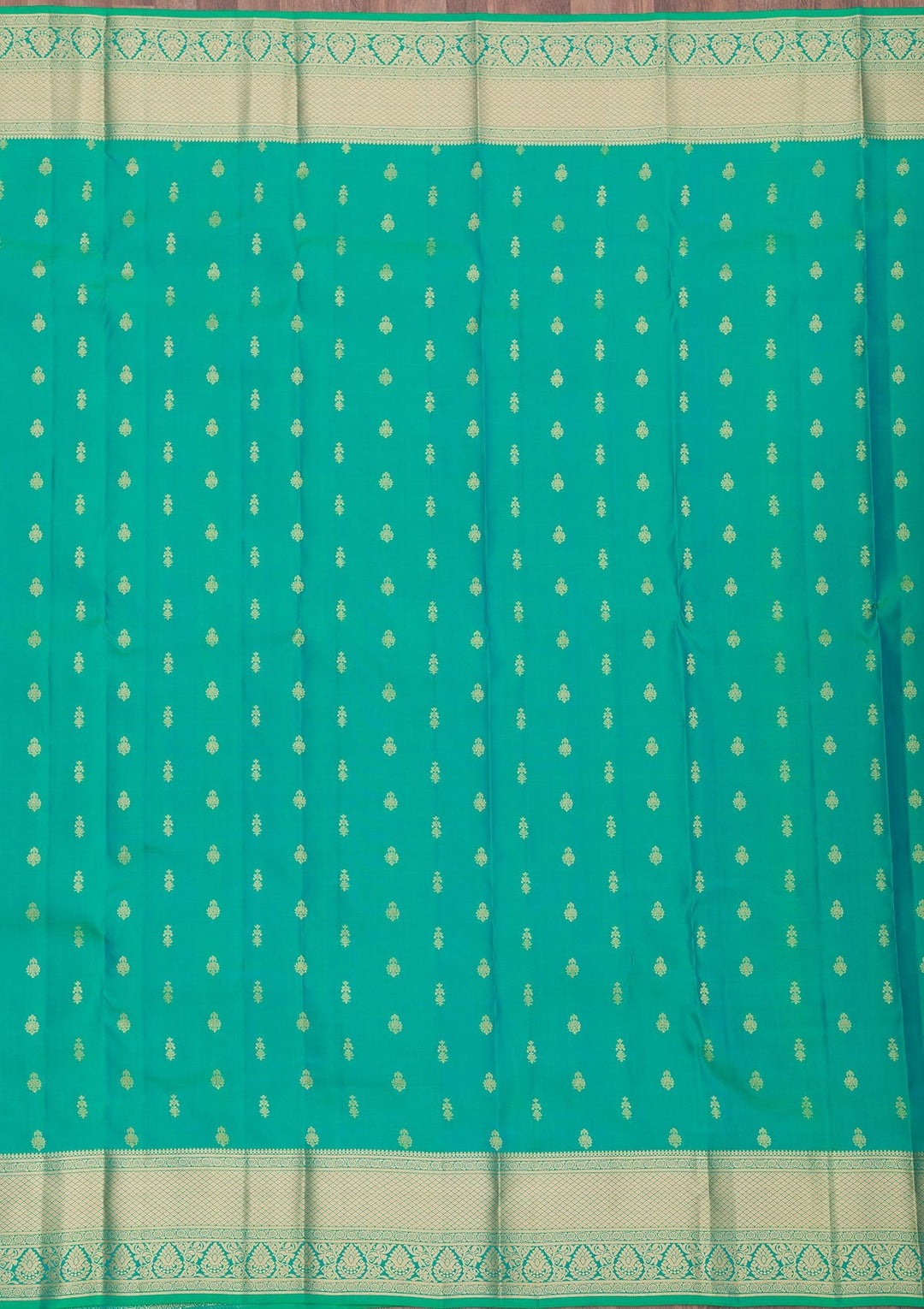 Rama Green Zariwork Pure Silk Saree-Koskii