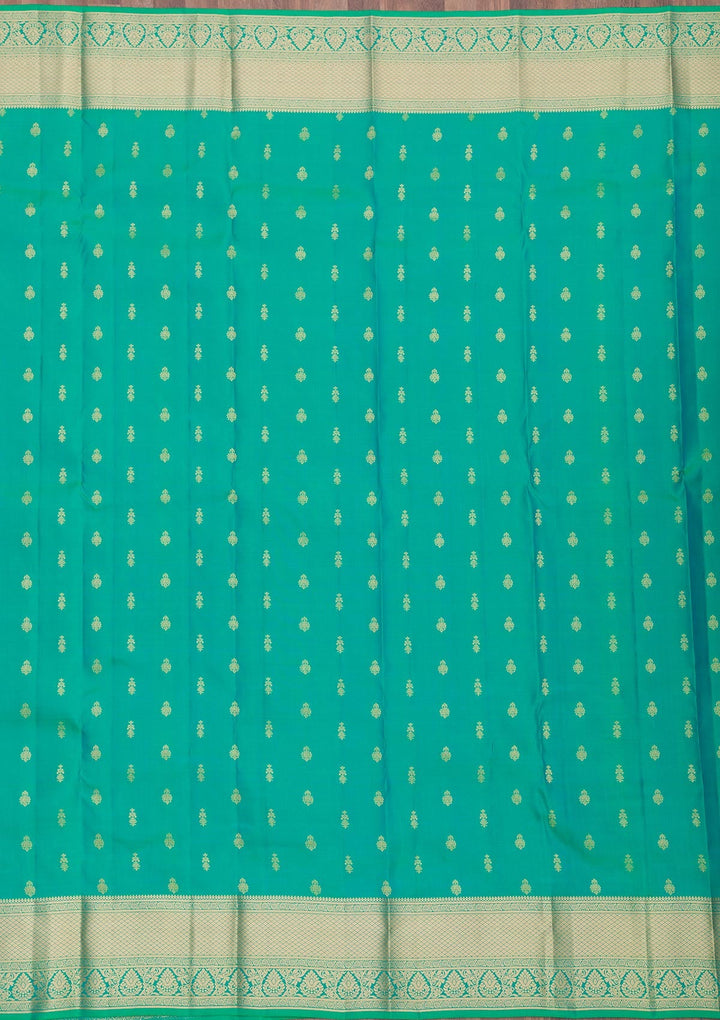 Rama Green Zariwork Pure Silk Saree-Koskii