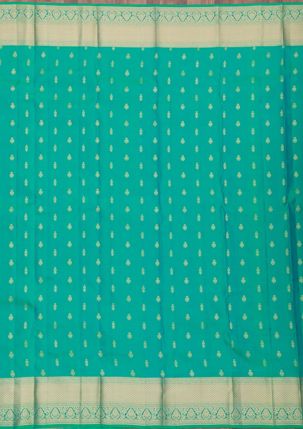 Rama Green Zariwork Pure Silk Saree-Koskii