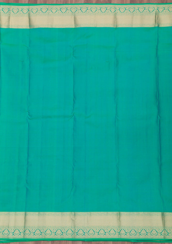 Rama Green Zariwork Pure Silk Saree-Koskii