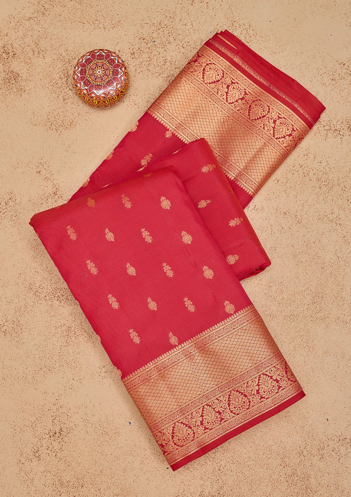 Rani Pink Zariwork Pure Silk Saree-Koskii