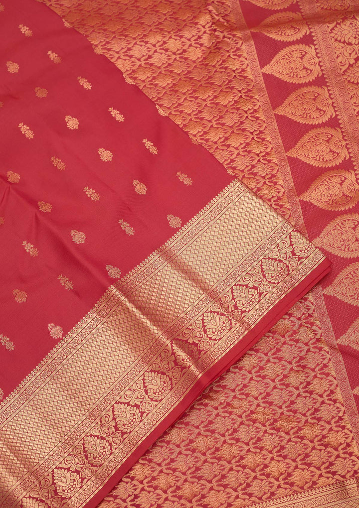 Rani Pink Zariwork Pure Silk Saree-Koskii