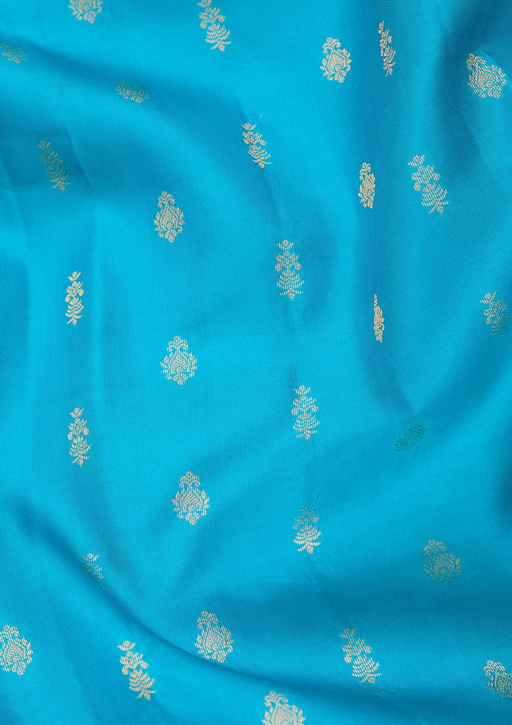 Turquoise Blue Zariwork (Gold) Pure Silk Saree