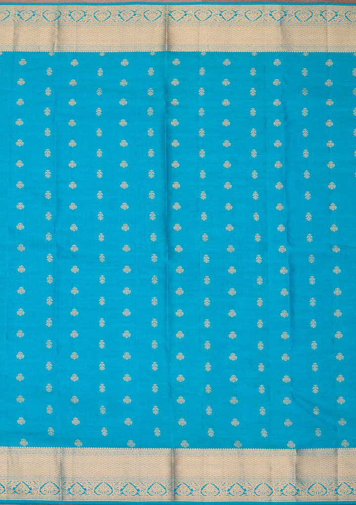 Turquoise Blue Zariwork (Gold) Pure Silk Saree