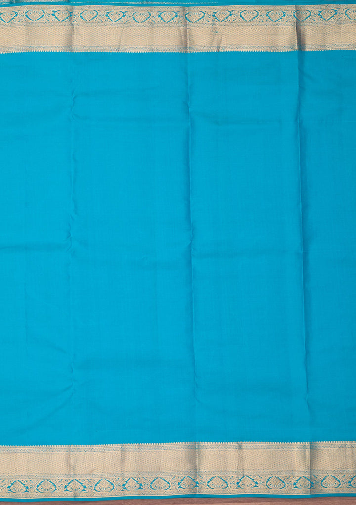 Turquoise Blue Zariwork (Gold) Pure Silk Saree