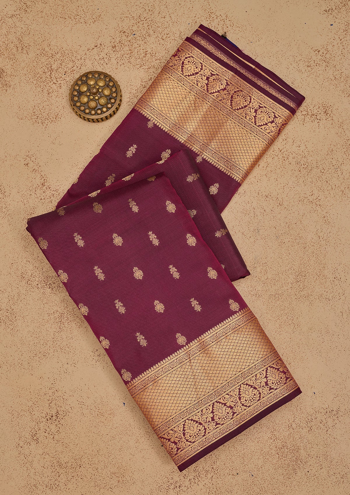 Wine Zariwork Pure Silk Saree-Koskii