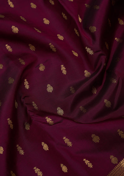 Wine Zariwork Pure Silk Saree-Koskii