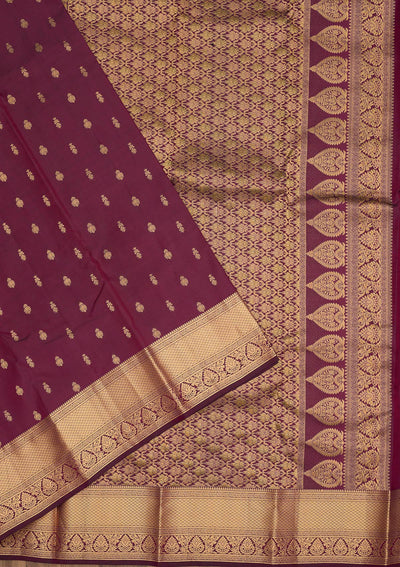 Wine Zariwork Pure Silk Saree-Koskii