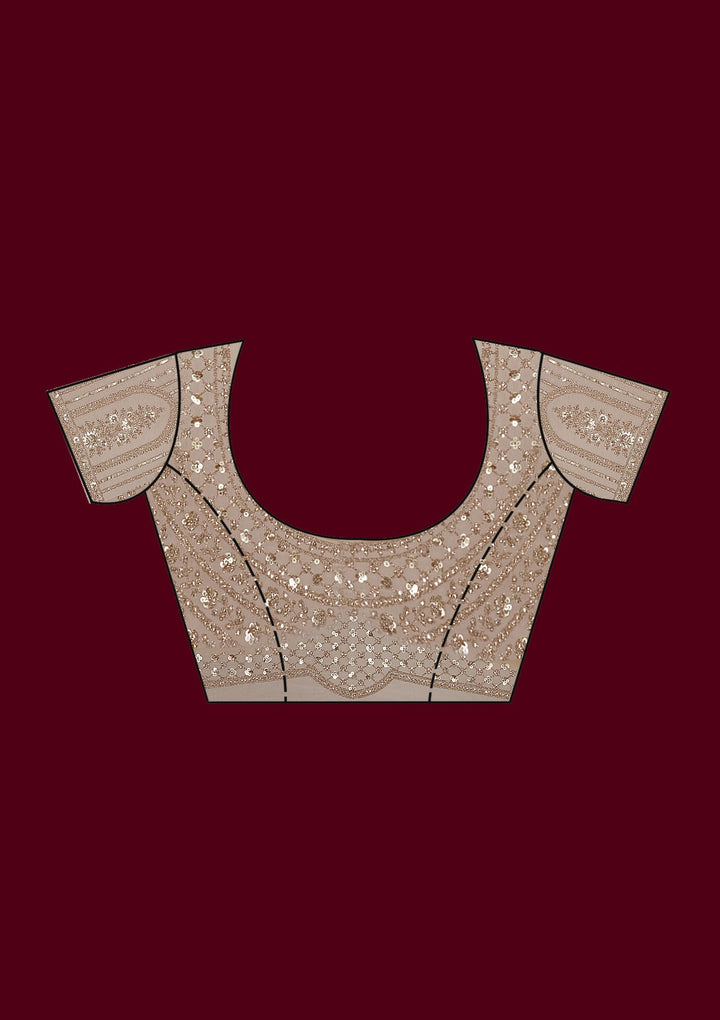 Baby Pink Zariwork Net Saree-Koskii