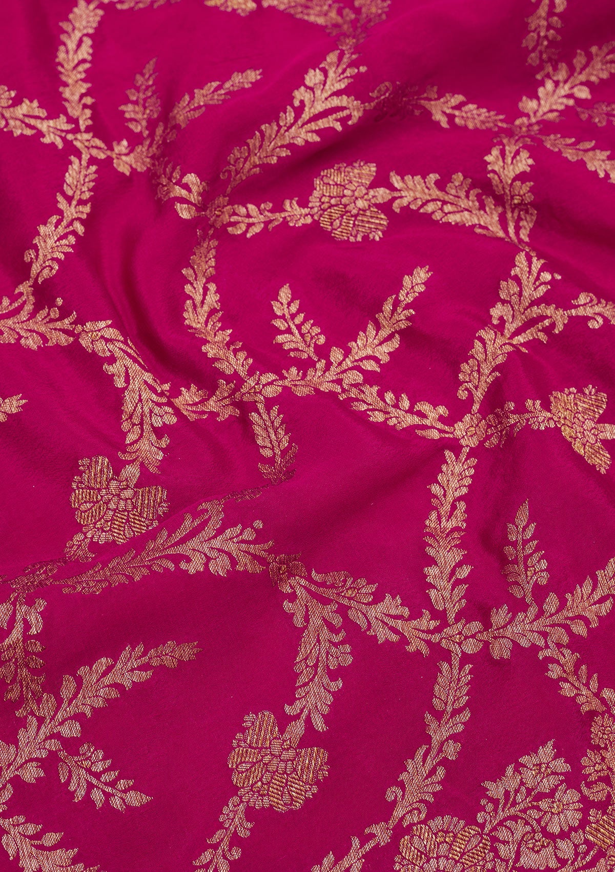 Rani Pink Zariwork Pure Silk Saree-Koskii