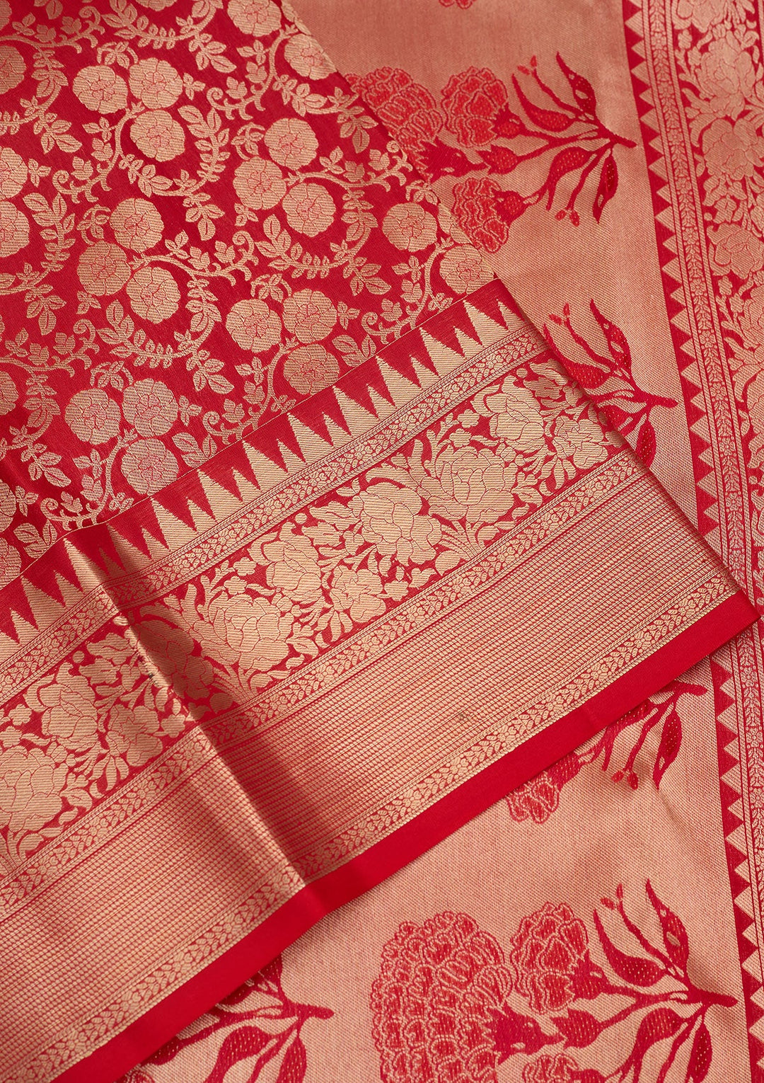 Red Zariwork Pure Silk Saree-Koskii