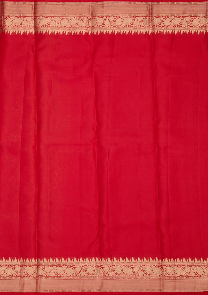 Red Zariwork Pure Silk Saree-Koskii