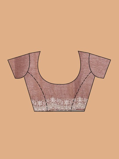 Brown Zariwork (Gold) Tissue Saree-Koskii