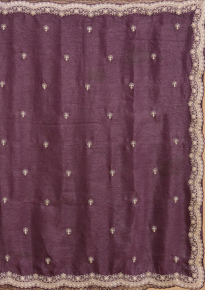 Purple Zariwork (Gold) Tissue Saree-Koskii