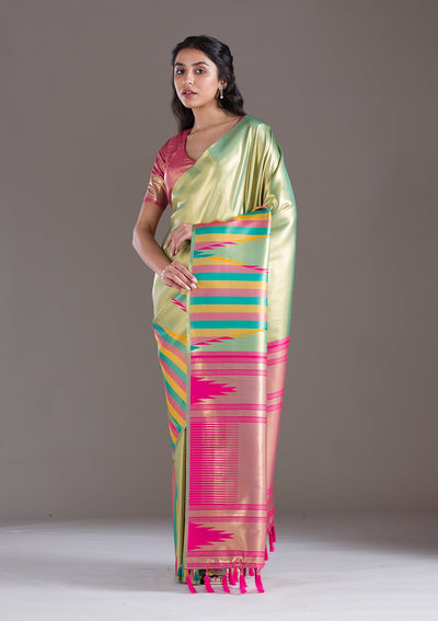 Pista Green Zariwork Art Silk Saree-Koskii