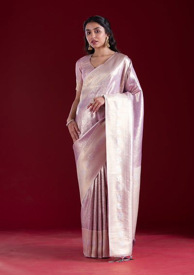 Mauve Zariwork Art Silk Saree-Koskii