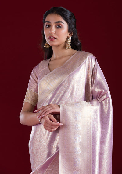 Mauve Zariwork Art Silk Saree-Koskii