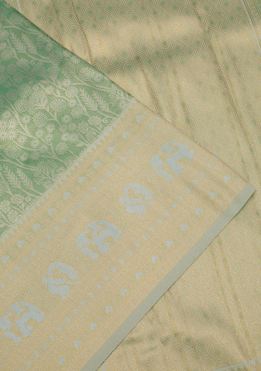 Sea Green Zariwork Art Silk Saree-Koskii
