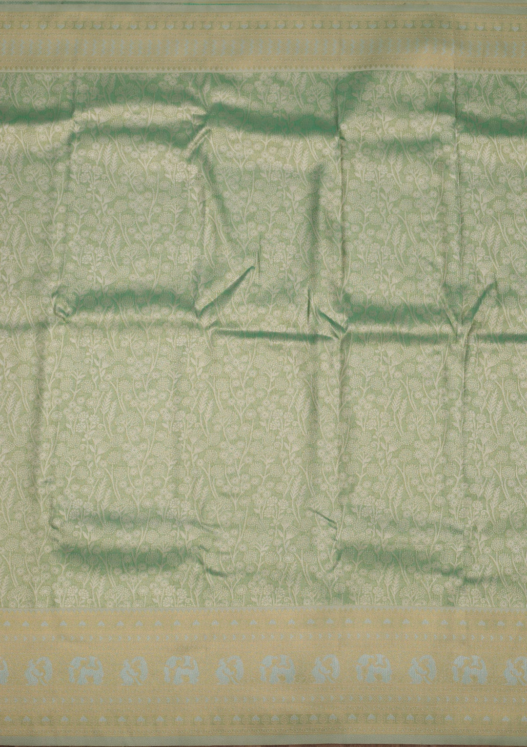 Sea Green Zariwork Art Silk Saree-Koskii