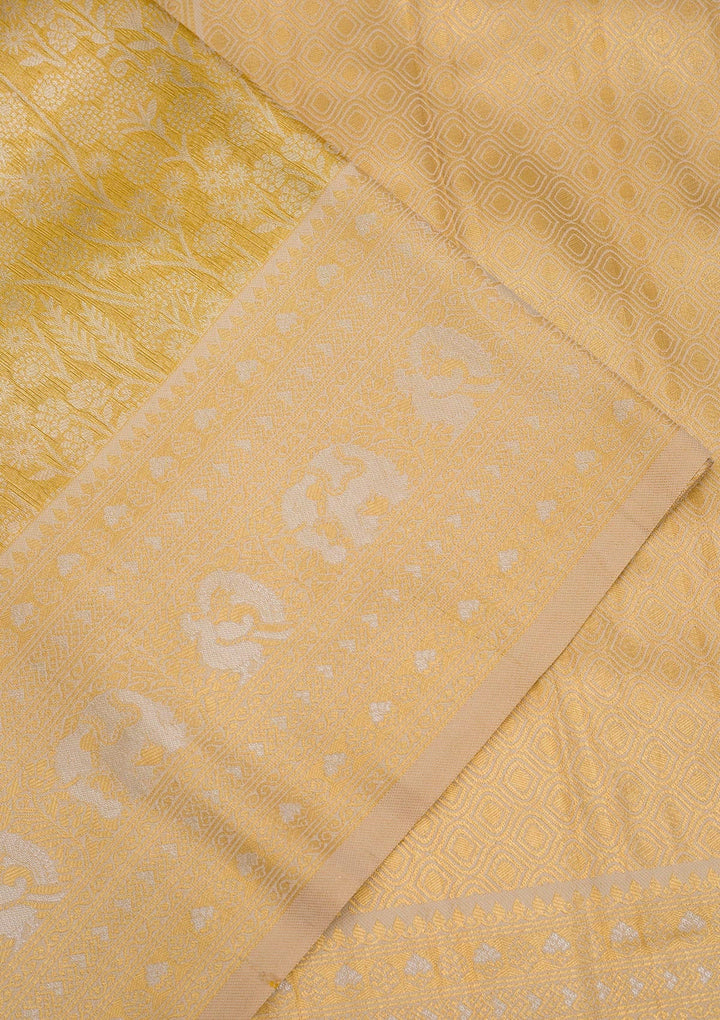 Yellow Zariwork Art Silk Saree-Koskii