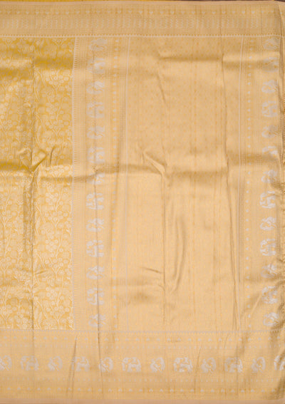 Yellow Zariwork Art Silk Saree-Koskii