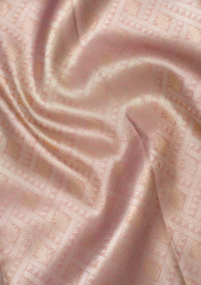 Peach Zariwork Art Silk Saree-Koskii