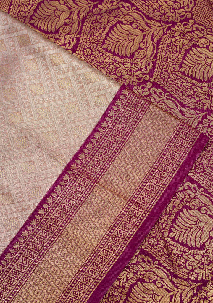Lavender Zariwork Art Silk Saree-Koskii