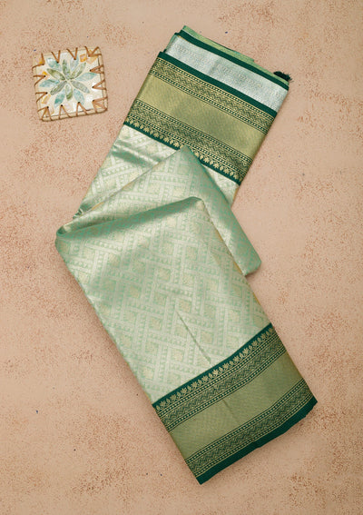 Sea Green Zariwork Art Silk Saree-Koskii