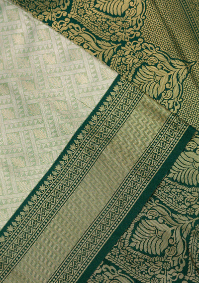 Sea Green Zariwork Art Silk Saree-Koskii