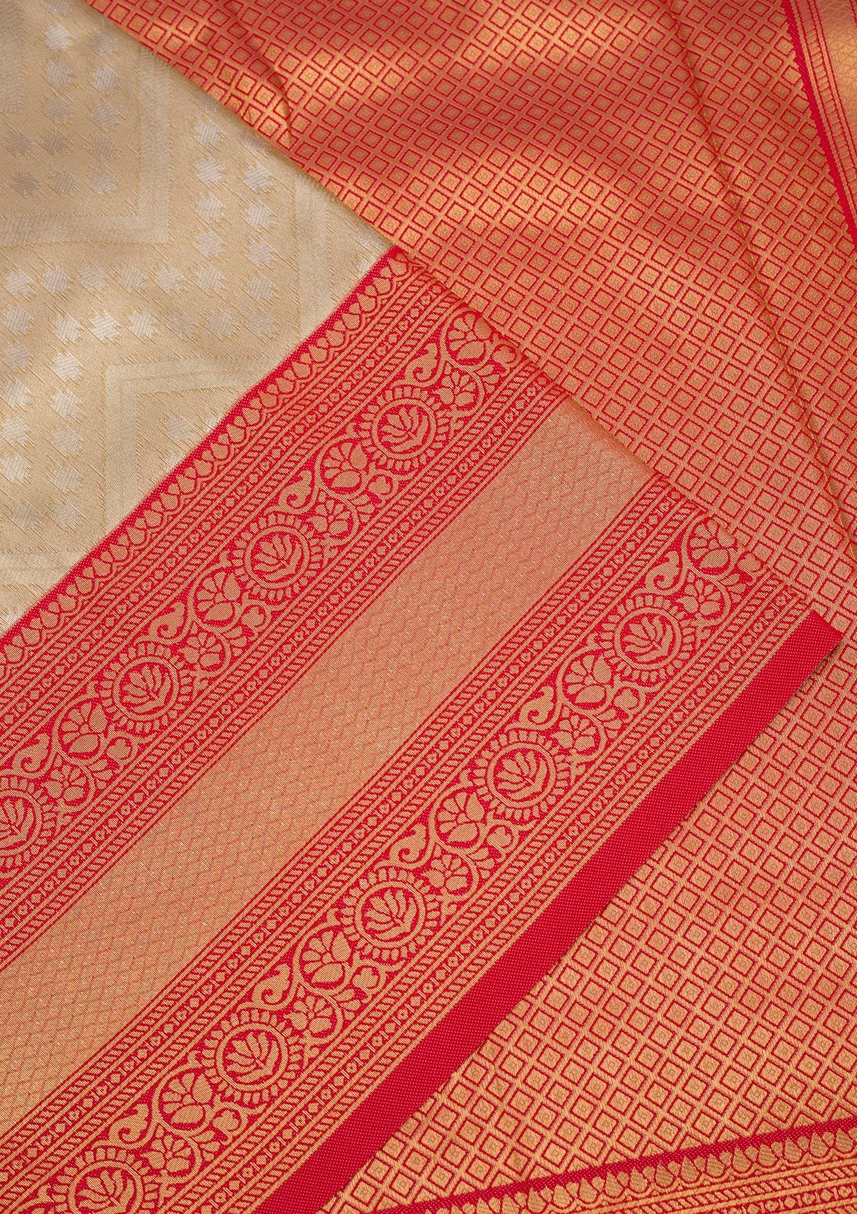 Beige Zariwork Art Silk Saree-Koskii