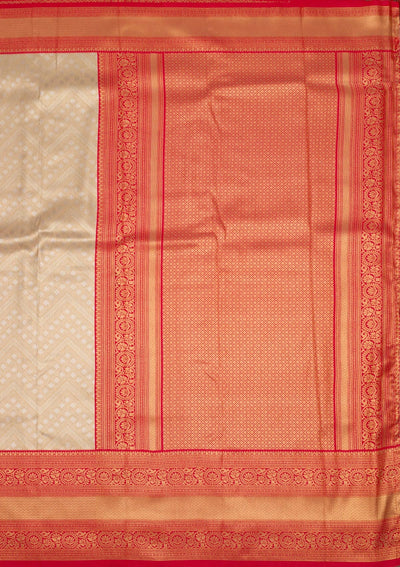 Beige Zariwork Art Silk Saree-Koskii