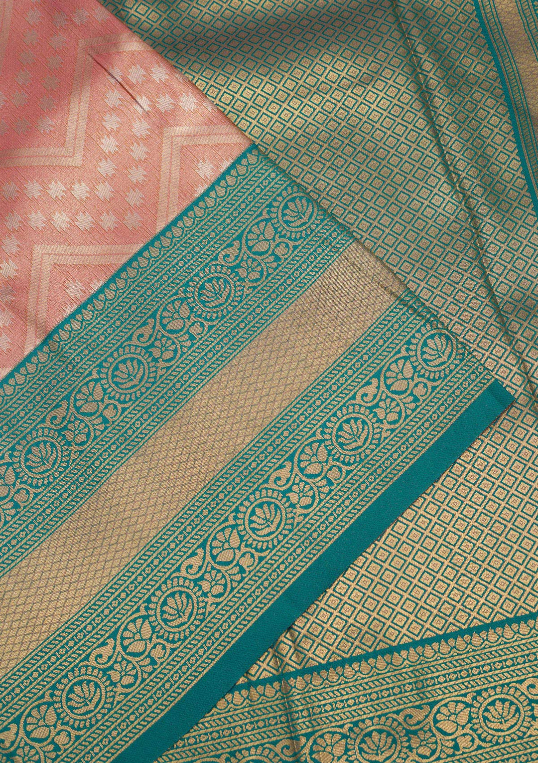 Peach Zariwork Art Silk Saree-Koskii