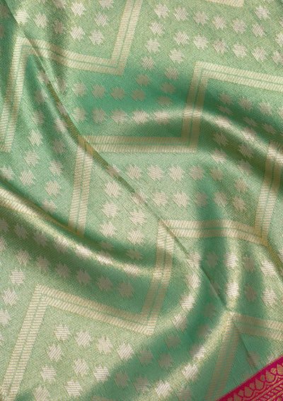 Sea Green Zariwork Art Silk Saree-Koskii