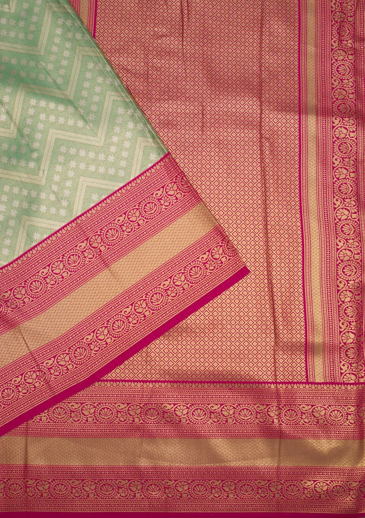 Sea Green Zariwork Art Silk Saree-Koskii