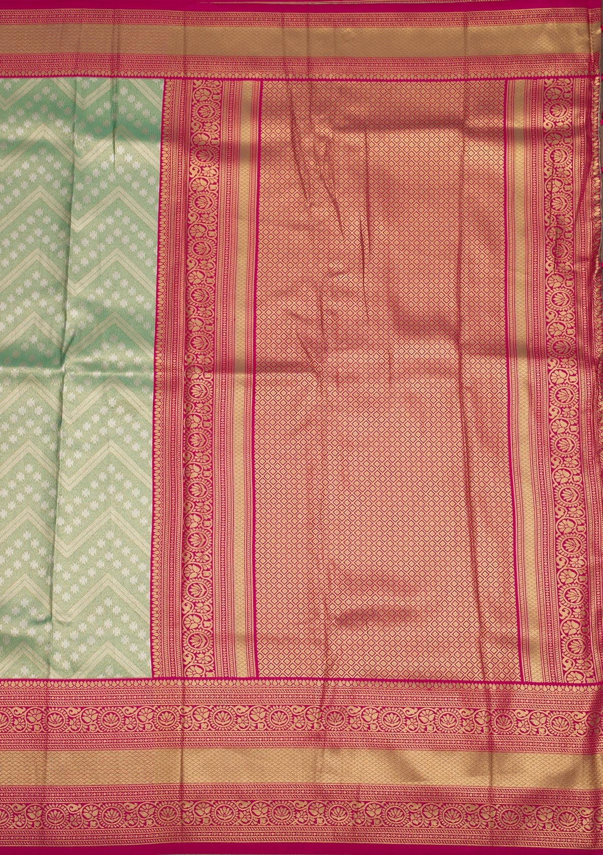 Sea Green Zariwork Art Silk Saree-Koskii