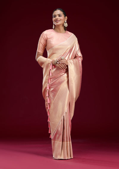 Cream Cutdana Chiffon Saree-Koskii