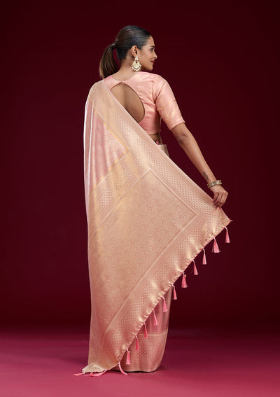 Cream Cutdana Chiffon Saree-Koskii